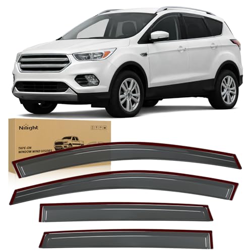 Image of Nilight Tape-On Window Visors for Ford Escape 2013-2019 4-Door SUV, 4PCS