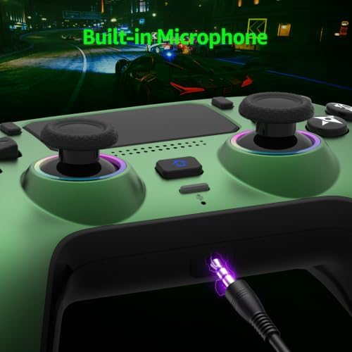 Akalyptra Cool RGB Light Wireless Controller for PS-5/PC, Gaming Controller with 2 Back Buttons Supports Programmable/Remap Functions, Hall Effect Joysticks&Triggers with Built-in Mic, Motion Control, 3.5mm Headphone Jack, Dual Vibration(Green) - 5