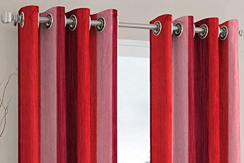 Image of Polyester Blend Long Crush Eyelet Window 5 ft Curtains (Red) Set of 2