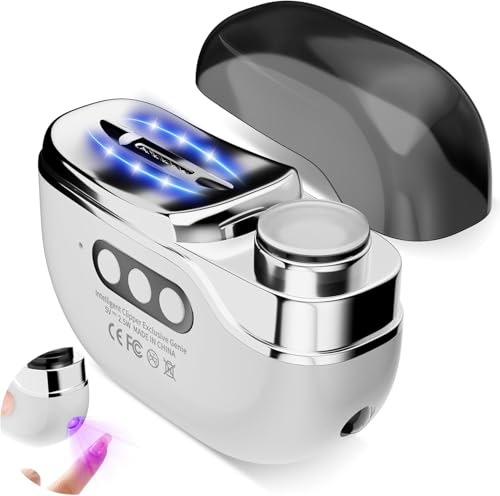 3 en 1 Coupe-ongles électrique, Coupe-Ongles Automatique à 3 Vitesses avec Polissage Lumière LED, réservoir de collecte des résidus, pour ongles...