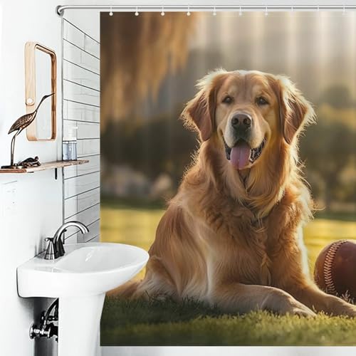 Rideau de douche chien 168x183 cm en polyester imperméable lavable - 6