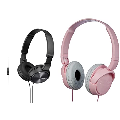 Sony Mdr-Zx310Apb - Auriculares De Diadema Cerrados (con Micrófono, Control Remoto Integrado), Negro + Mdr-Zx110 - Auriculares Cerrados Stereo, Rosa