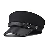 Chauffeur Hat Newsboy Cap Peaked Beret Cap Classic Vintage Driver Costumes Hats Captain Sailor-Hat for Men Women (US, Alpha, One Size, Black-A)