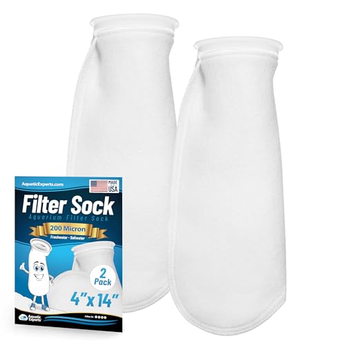 Aquatic Experts 4 inch Ring Filter Socks 200 Micron, Filter Socks for Saltwater Aquarium, Sump Filter Sock, Felt Aquarium Socks, Reef Filter Sock (2 Pack, 4