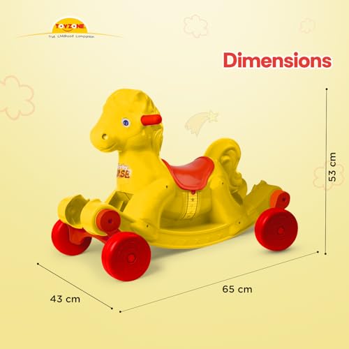Image of Toyzone Derby Horse (Yellow) | Baby Horse Rider | Horsey Rocker | Ride-on Toy for Kids | Indoor & Outdoor Rocker | Push Car | for Kids 2-6 Years