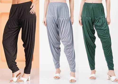 Image of Buy That Trendz Patiyala Pants for Women 3 Combo Patiyala Salwar Harem Viscose Bottoms Pants for Women
