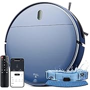 ZCWA Robot Vacuum Cleaner, Robotic Vacuum and Mop Combo Compatible with Alexa/WiFi/App, Self-Charging, 230ML Water Tank for Pet Hair, Hard Floors and Low Pile Carpet (Blue)