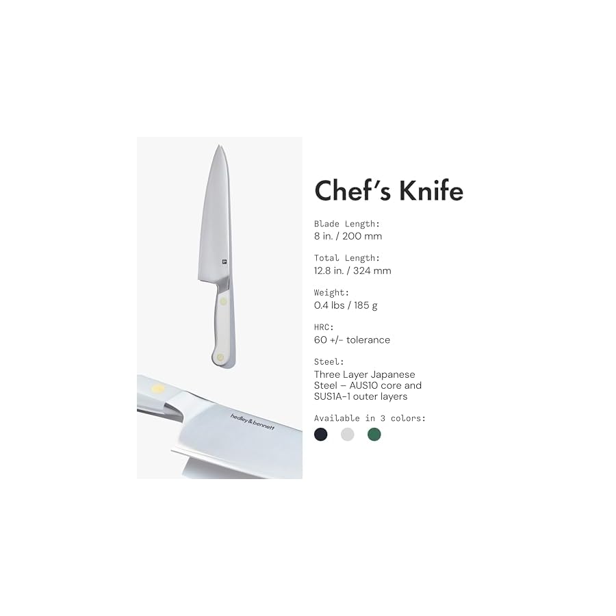 hedley-bennett-Chefs-Knife-8-Japanese-Chef-Knife-Three-Layer-Stainless-Steel-Japanese-Kitchen-Knife-Plain-Sharp-Edge-Perfect-Cooking-Knife-Gift-for-Men-and-Women-Miso hedley & bennett Chefs Knife - 8” Japanese Chef Knife - Three Layer Stainless Steel - Japanese Kitchen Knife - Plain Sharp Edge - Perfect Cooking Knife - Gift for Men and Women - Miso