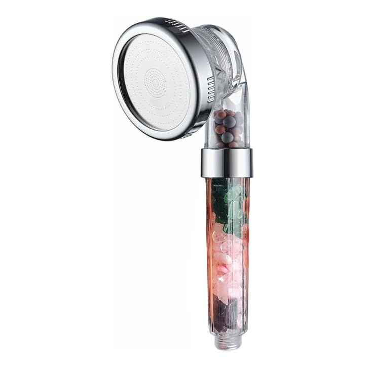 MineralStream Chakra Showerhead with Natural Gemstones, Therapeutic Crystals, Purification of