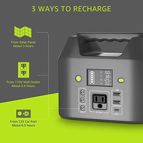 Image of EnginStar 155Wh Power Bank 150Wh Portable Power Station 110v Battery Pack 6 Outputs with AC Outlet LED Light for Outdoor Camping Road Trip Emergency