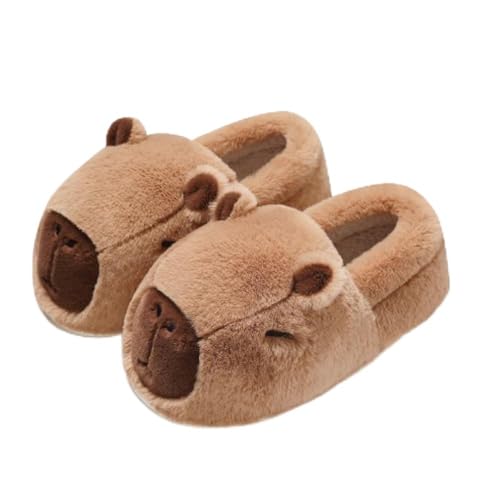 Cute Capybara Slippers, with One Random Massage Hammer Capybara Gift for Women Girls Kids, Fuzzy Furry Platform Warm Non Slip Winter Shoes Plush Cute Cozy Indoor House Sandal Kawaii Bedroom Slippers