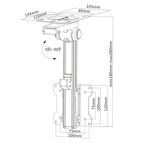 Installerparts 13"-27" Rv Tv Ceiling Mount For Under Cabinet Kitchen, Aluminum Tv Bracket Folding, Retractable, Fold Down For Led, Lcd,Tv, Monitor, Flat Screens 75X75 And 100X100 #TOP6