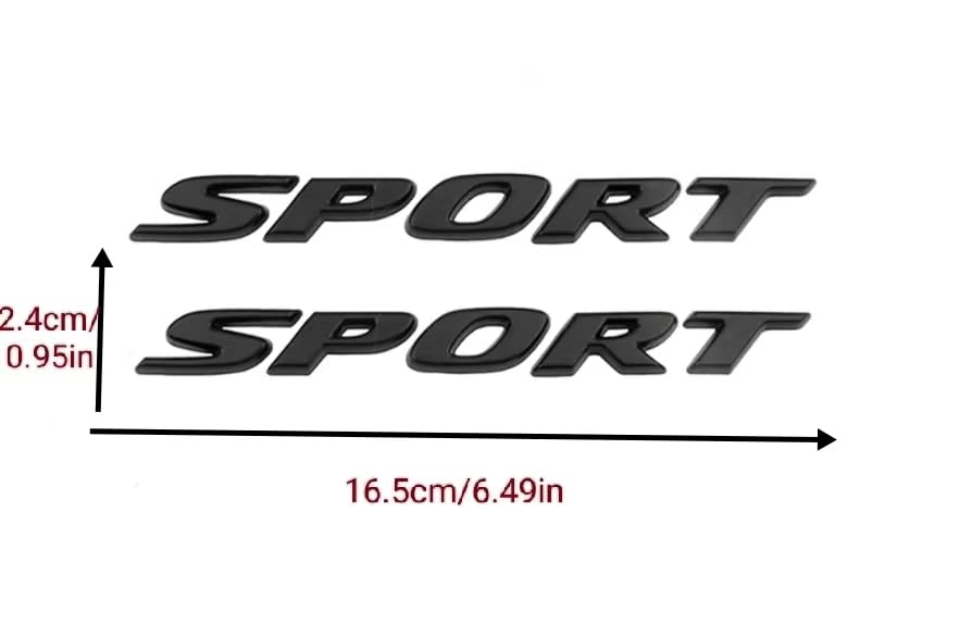 Image of ZOUXO 2 Pcs Sport Emblem Car Decal, 3D Metal Sticker, Self-Adhesive Logo Nameplate Badge, Black, Vehicle Specific, Car, Automotive Decorative Emblems