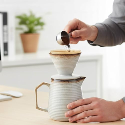 Image of pour over coffee maker - Ceramic Dripper Pot, Heat-Resistant & Easy Clean