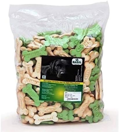 Goofy Tails Basil Vegetarian Dog Biscuits, 1 kg (Large)