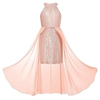 GRACE KARIN Teen Girls Sequin Dress Rose Gold Kids Fancy Formal Party Prom Sparkly Pageant Birthday Graduation Dresses Size 12-14
