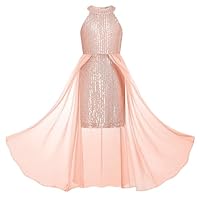 GRACE KARIN Girls Formal Dress Rose Gold Kids Sequin Fancy Party Prom Sparkly Pageant Birthday Graduation Dresses Size 10-12