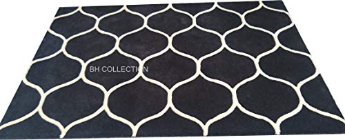 Image of Classical Look Embossed Curved Handmade Tufted Woolen Thick Plain Square Carpet for Bedroom Hall Size 4 x4 feet (120X120 cm Square) Multi
