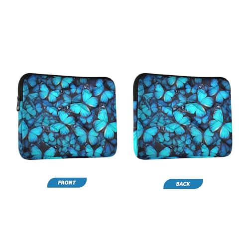 Funda para portátil 13-14 pulgadas con diseño de mariposas azul miniatura 2