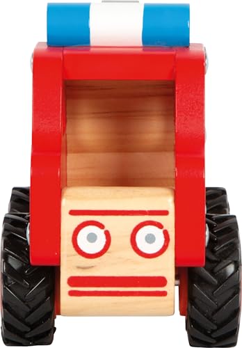 small foot Feuerwehrfahrzeug aus Holz, gut greifbar, mit gummierten, bodenschonenden Rädern, ab 18 Monaten, 11075