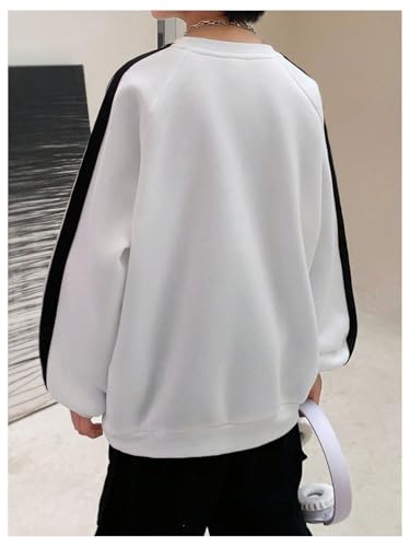 SHENHE Boy's Fleece Striped Graphic Sweatshirt Crew Neck Preppy Athletic Comfy Pullover Tops2