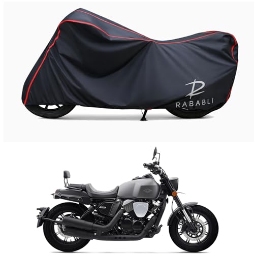 Image of Waterproof Bike Body Cover Compatible for | Keeway K-Light 250V Matte BS6 | Taffeta Fabric, Red Piping Design, Bottom Elastic Fit | Dustproof, Sun UV & Rain Protection for All Bikes