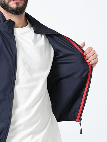 Image of CNMN Men's Polyester Biker Jacket - Single Layer, Light Weight, Two Zipper Pocket, All Year Wear, Breathable, UV Protection