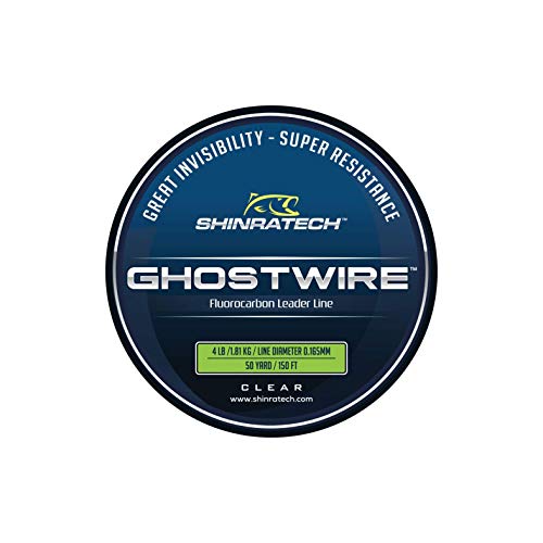 Shinratech Ghostwire - 4LB 50yd 100% Fluorocarbon Leader Line, Clear Low Visibility Fishing Line for Trout Panfish Ultralight Micro Jig Fishing