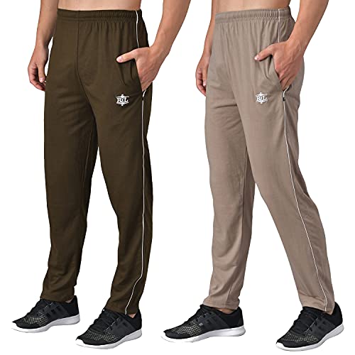 Image of eKools� Plain Trackpants for Men | Plain Trackpants | Basic Trackpants | Two Side Pockets with One Zip Pocket for Phone | 100% Cotton | Men's Trackpants (Pack of 2)