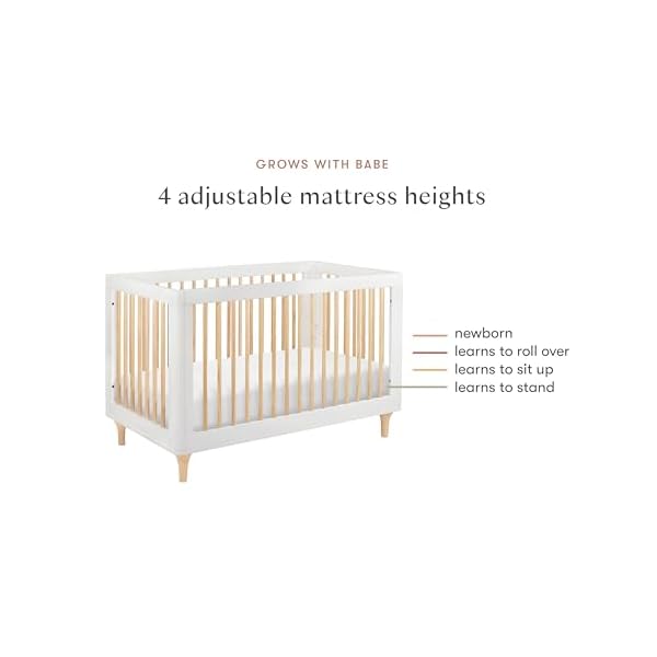 Babyletto lolly 3 in 1 convertible crib with toddler bed conversion kit in white and natural greenguard gold certified  urban country home decor