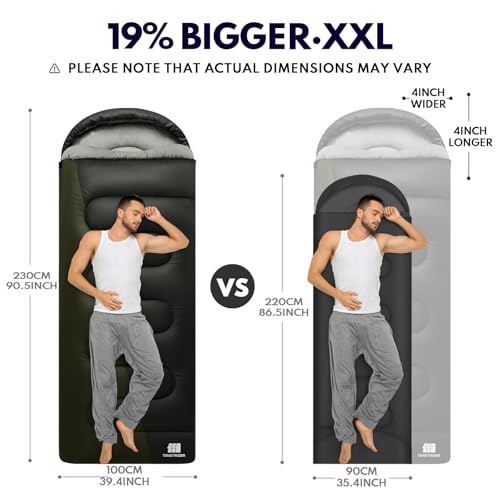 Bolsa de Dormir XXL para Adultos para Clima Frío, Bolsa de Dormir para Niños con Saco de Compresión, Equipo de Camping 4 Estaciones para Senderismo, Viajes, Outdoor, Backpacking y Escalada miniatura 3