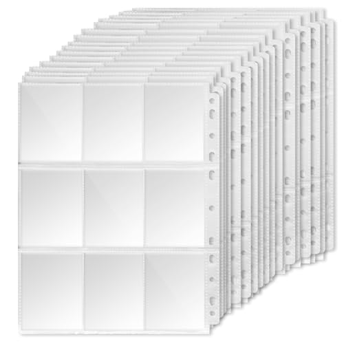 40 fundas para tarjetas coleccionables de doble cara, 720 bolsillos, fundas transparentes para tarjetas de fotos, álbum de recortes para tarjetas de juego, 11 agujeros para coleccionar todo tipo
