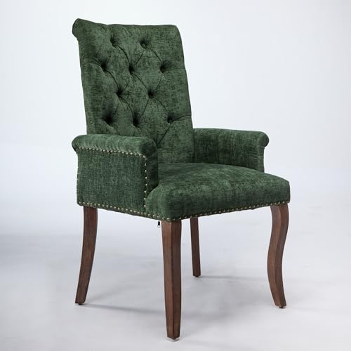 Sillón Chenille Verde con Respaldo Alto y Cojín miniatura 4