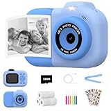 Sofortbildkamera Kinder mit Druck, 1080P Digitalkamera für Kinder, Weihnachts Geschenk Kinderkamera für Mädchen Jungen von 3-12 Jahren, Spielzeug Kamera sofortdruck für 4 5 6 7 8 9 10 11 12 Jahre