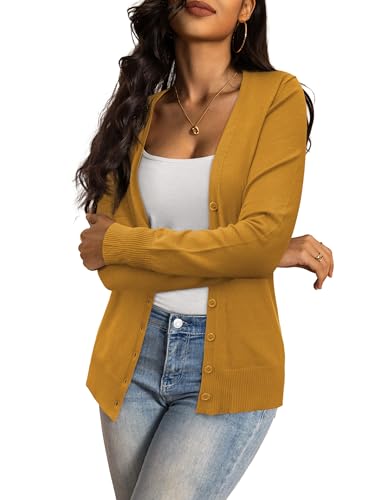 a.Jesdani Mustard Cardigans for Women Cardigan...