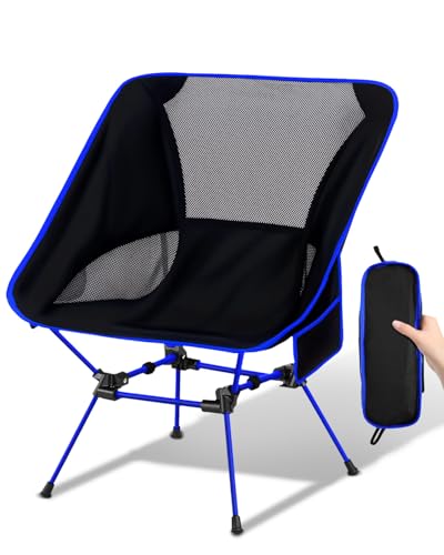 Trongle Ultra Lightweight Camping Chair for Adults, Portable Camping Chairs with Pocket & Carry Bag, Compact Heavy Duty Folding Chairs for Travel, Backpacking, Hiking, Picnics, Fishing (Blue) Trongle Ultra Lightweight Camping Chair for Adults, Portable Camping Chairs with Pocket & Carry Bag, Compact Heavy Duty Folding Chairs for Travel, Backpacking, Hiking, Picnics, Fishing (Blue)
