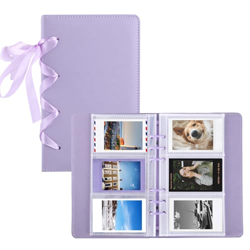 150 枚収納PU レザー A6 バインダー フォトアルバム 互換性富士フイルムInstax Mini 12 11 9 40 90 8 7 Evo LiPlay Linkインスタントカメラ Kpop フォトカード ホルダー (パープル)