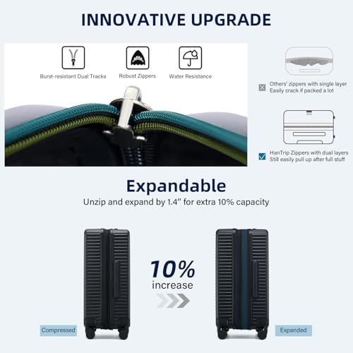 Hard Shell Suitcases Expandable Travel Luggage Sets 3 Piece, Carry on and Check in 3 Piece Luggage Suitcase Sets with Spinner Wheels Cup Holder Charger Built in (Black, 20/24/28)4