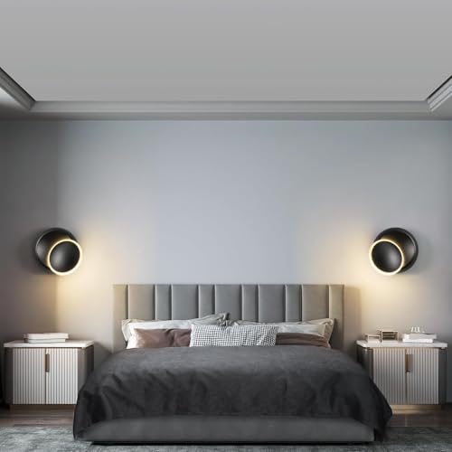 Image of 5.51in Small Wall Sconces Set of Two Rotatable Black Wall Sconce LED Modern Wall Light Fixtures Indoor Wall Lights for Living Room Bedroom Hallway Toy Room