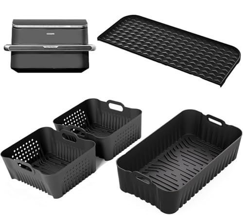 Heißluftfritteuse Zubehör für COSORI Dual Blaze TwinFry 10L 1 x 10 l + 2 x 5 l Wiederverwendbar Silikonform Airfryer Heißluftfritteuse Dual Blaze Twinfry Silikon-Aufbewahrungsregal Zubehör