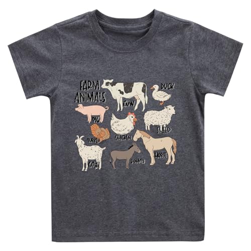 Kids Graphic Tees Cute Mushroom Toddler Shirt Farm Animals Ducks Chickens Natural Boys Girls Clothes Tops 2-7 Years