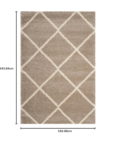 Image of Shaggy Floor Carpets for Living Room, Elegant Bed Side Runner, Bedroom Carpet, Sofa Area Guest Room Carpet,(6x8 Feet, Beige Box)