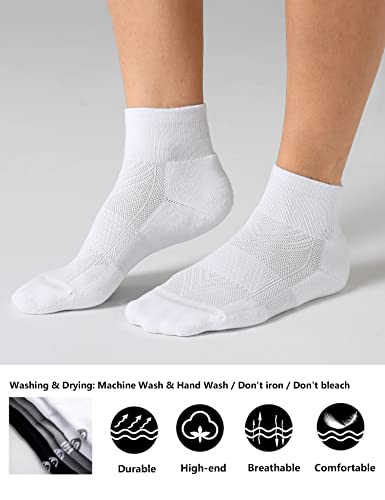 Celersport 6 Pack Women's Ankle Socks With Cushion, Sport Athletic Running Socks, 6 Pair White, Medium #TOP2