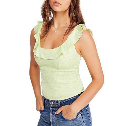 Haut floral sans manches Free People le top fluide anti-chaleur en Citrine L