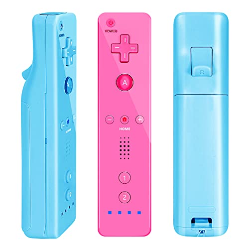 Nc Wii Controller 2 Pack, Replacement For Wii Remote Controller,Compatible With Nintendo Wii/Wii U, With Silicone Case And Wrist Strap. (Blue+Pink) #TOP1