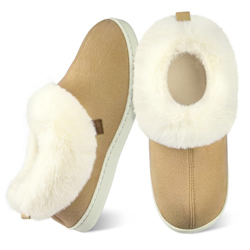 Wostock Zapatillas de Invierno para Mujer Pantuflas de Peluche para Interior y Exterior Calidez y Comodidad de Envoltura Completa