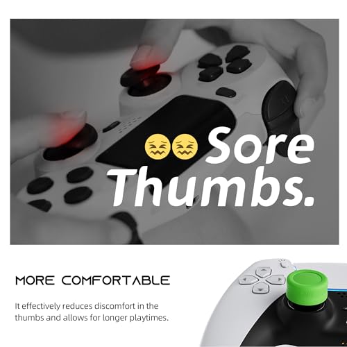 2 Pack Anti-Slip Silicone Thumb Grips Extender,Compatible for PlayStation 4 (PS4),PlayStation 5 (PS5) Controller,Ergonomic Protective Analog Thumbsticks Cover Custom Joystick Cap,Green - Thumbnail 2