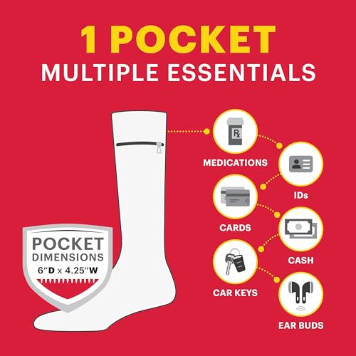 Moisture Wicking Crew Socks - Anti Pickpocket Dress Socks for Women and Men w/Hidden Pocket3