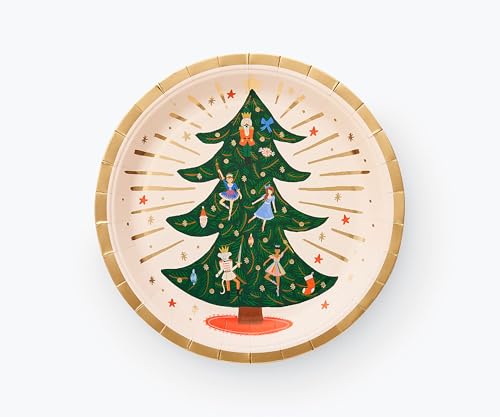 RIFLE PAPER CO. Nutcracker Large Plates, Set of 10 Paper Plates, Printed in Full Color and Gold Foil Stamped, Festive Floral Design Perfect for Holiday Events And Gatherings RIFLE PAPER CO. Nutcracker Large Plates, Set of 10 Paper Plates, Printed in Full Color and Gold Foil Stamped, Festive Floral Design Perfect for Holiday Events And Gatherings
