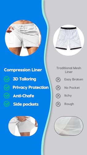 TENGINE Men's Swim Trunk 5" with Compression Liner 5 Inch Quick Dry Board Shorts Zipper Pocket 5
